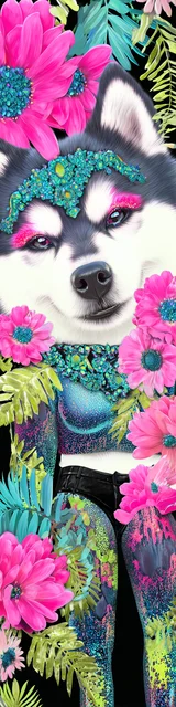 Free unique bookmark featuring a dog among flowers